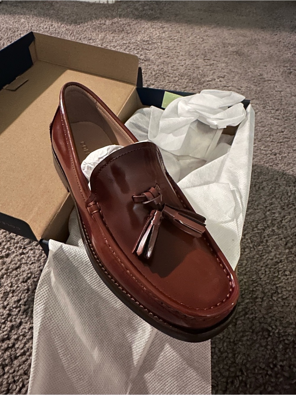 Cole Haan Women's Chestnut Brown Leather Tassel Loafers